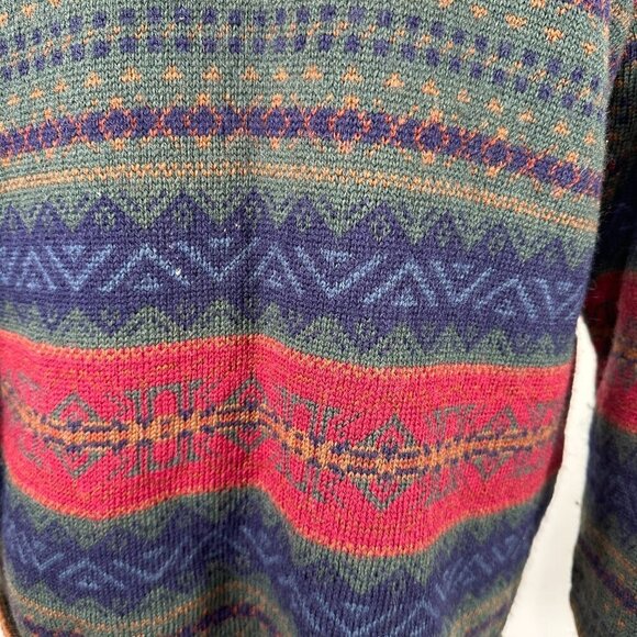 Vintage Mansoon Handknitted in UK Sweater Women's Size Large 100% Wool Nordick - Picture 6 of 12